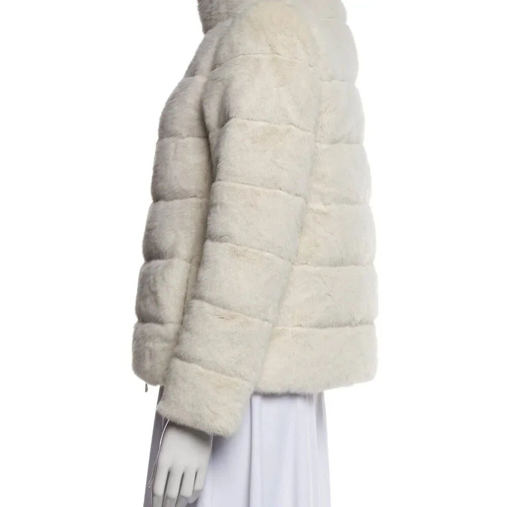 Herno Oat Beige Faux Fur Quilted Down Jacket  46 light beige - Picture 2 of 6